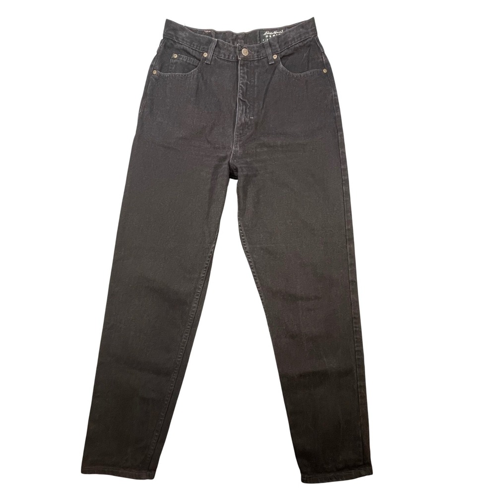 Vtg Eddie Bauer Black High Waisted Straight Leg Jeans Womens 12